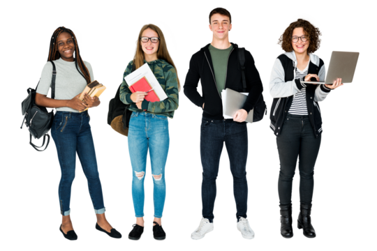 Students with books png sticker, transparent background - Powered by Adobe