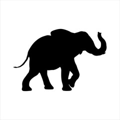 Running elephant silhouette isolated on white background. Elephant icon vector illustration design.