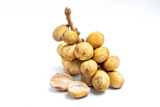 Lansium parasiticum. Langsat fruit isolated on a white background