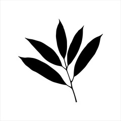 Mango leaf branch silhouette isolated on white background. Mango leaf icon vector illustration design.