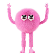 Png cute fluffy monster sticker, 3D rendering, transparent background © Rawpixel.com