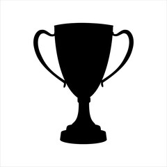 Black trophy silhouette isolated on white background. Trophy icon vector illustration design.