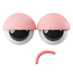 Png bored face emoji sticker, 3D rendering, transparent background