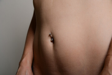 frau, körper, akt, haut, bauch, brust, schönheit, piercing, bauchnabbelpiercing, gepierced,...