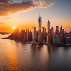 Obraz premium city skyline at dusk
