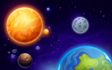 Naklejka premium Realistic planets composition in flat design