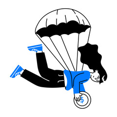 Premium doodle mini illustration of airdrop coin