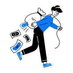 Grab this doodle mini illustration of money loss 