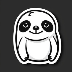  Adorable Sloth Sticker on Black Background