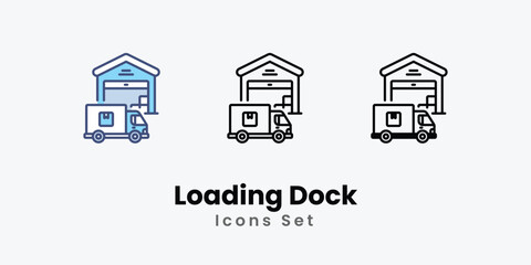 Loading Dock icons vector set stock illustration.