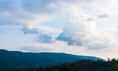 Stunning views of nature and mountains with colorful sunsets in a cloudy sky. Outdoor nature travel background. The world of beauty.
Natural panorama photography.