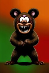 Fototapeta premium an illustration of an evil bear, grizzly bear, black bear, brown bear, possessed, horror, rabid, halloween, Sinister, Fierce, Menacing, Dark, Vicious, Angry, Wild, Animal, Frightening, Terrifying