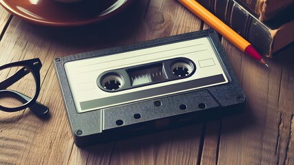old classic video and audio tape from 90s and 80s