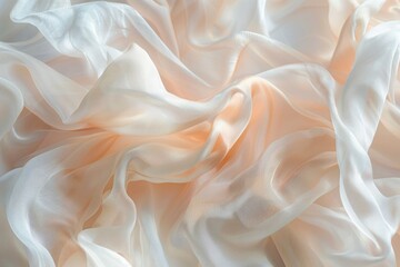 Fototapeta premium Elegant Peach and White Silk Fabric Draped in Soft Folds