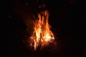 Fire burning in the fireplace