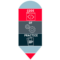 COP - Code Of Practice acronym. business concept background. vector illustration concept with keywords and icons. lettering illustration with icons for web banner, flyer