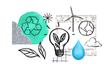 Sustainable energy png, environment doodle remix, transparent background