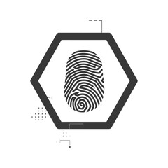 silhouette finger print hexagon shape black color only