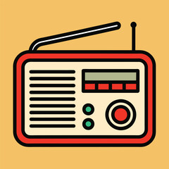 Solid color outline Vintage world radio thin line icon vector