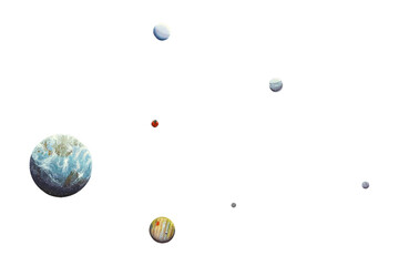 PNG Floating planets, galaxy graphic, transparent background © Rawpixel.com