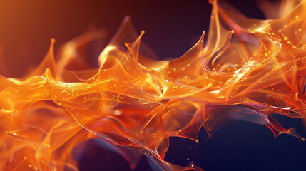 Tangerine abstract structures dynamically energize visuals for science-themed events,