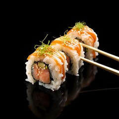 sushi with chopsticks