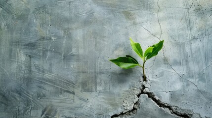 Plant breaking through concrete, resilience in business growth