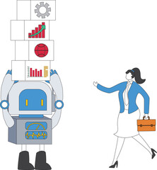 Investment Businesswoman Robot, Analyzing, Artificial Intelligence, Aspirations, Assistance, Automated