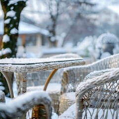 snow covered bench