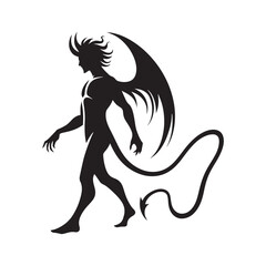 Ghostly devil silhouette drifting through the darkness - minimallest devil vector