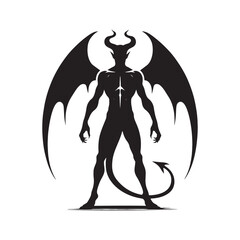 Brooding devil silhouette in a dimly lit alleyway - devil illustration