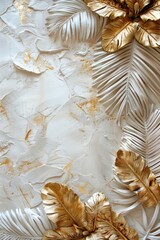 a luxury stylish abstract textured golden flowers patterns wall art