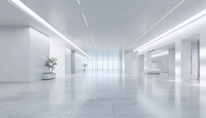 Obraz premium A large, empty room with white walls and a white floor by AI generated image