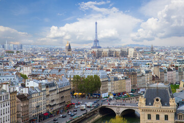 skyline of Paris city with blue sky, France