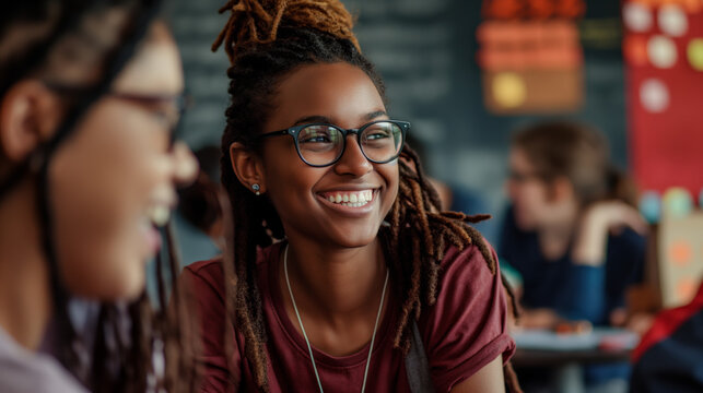 A focused lesson with kids listening attentively in a school setting