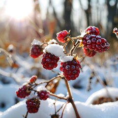 red berries in snow