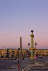 Place de la Concorde at sunset, Paris, France
