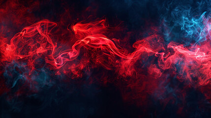 Fototapeta premium Intense and bold, neon red smoke with dark blue accents for a vibrant concert atmosphere,