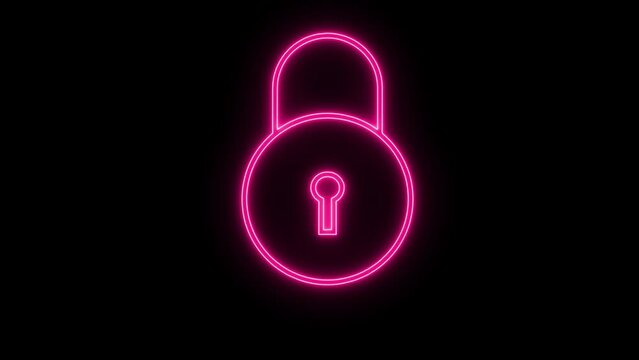 Lock icon animation neon sine