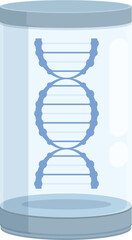 Vector graphic of a stylized dna double helix structure inside a transparent glass cylinder