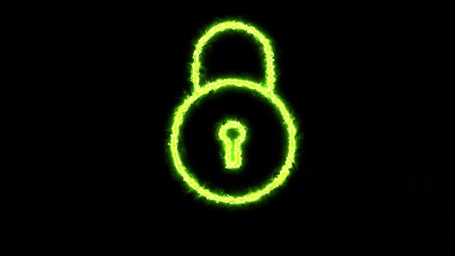 Lock icon animation neon sine