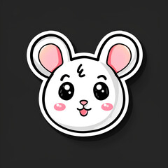 Adorable Mouse Sticker on Black Background
