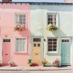 old house with flowers and windows