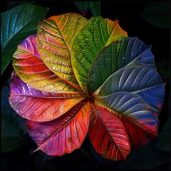 Colorful leaves swirling in a rotating motion, offering a captivating visual spectacle.