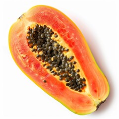 Juicy papaya slices isolated on white background, showcasing vibrant orange flesh.