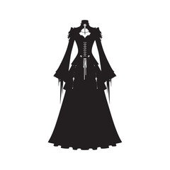 Stylish gothic attire silhouette for unique and dark designs - minimalist gothic attire vector
