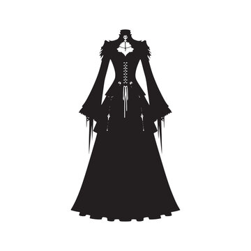 recommend clip art: Stylish gothic attire silhouette for unique and dark designs - minimalist gothic attire vector
                    