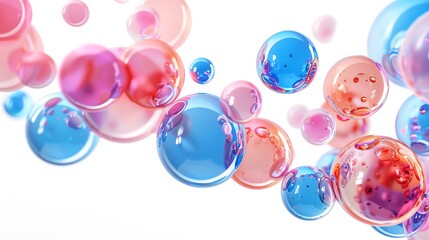 Colorful abstract bubbles in various shades of pink and blue with a white background, perfect for creative design projects or backgrounds.