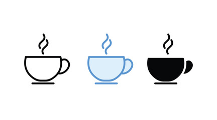 Coffee cup icon set. cup a coffee icon vector. Coffee cup icon set. Cups for coffee and tea. Cup with steam isolated on a white background. Hot drink silhouette