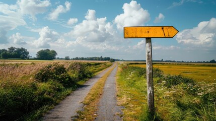 Sign indicating direction in Hague on a country road